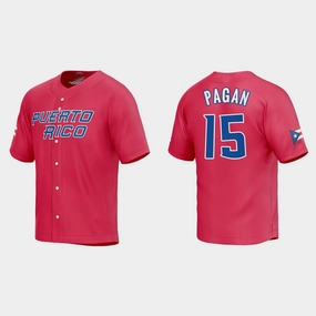 #15 EMILIO PAGAN PUERTO RICO BASEBALL 2023 WORLD BASEBALL CLASSIC JERSEY ???C RED Stitches Baseball Jerseys