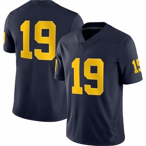 #19 M.Wolverines Jordan Brand Game Jersey Navy Stitched American College Jerseys