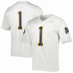 #1 N.Dame Fighting Irish Under Armour Team Wordmark Replica Football Jersey White Stitched American College Jerseys