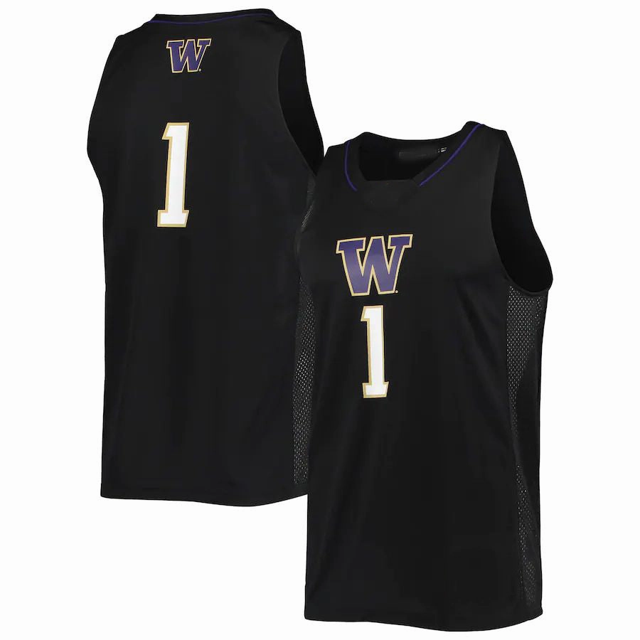 #1 W.Huskies Swingman Basketball Jersey Black Stitched American College Jerseys