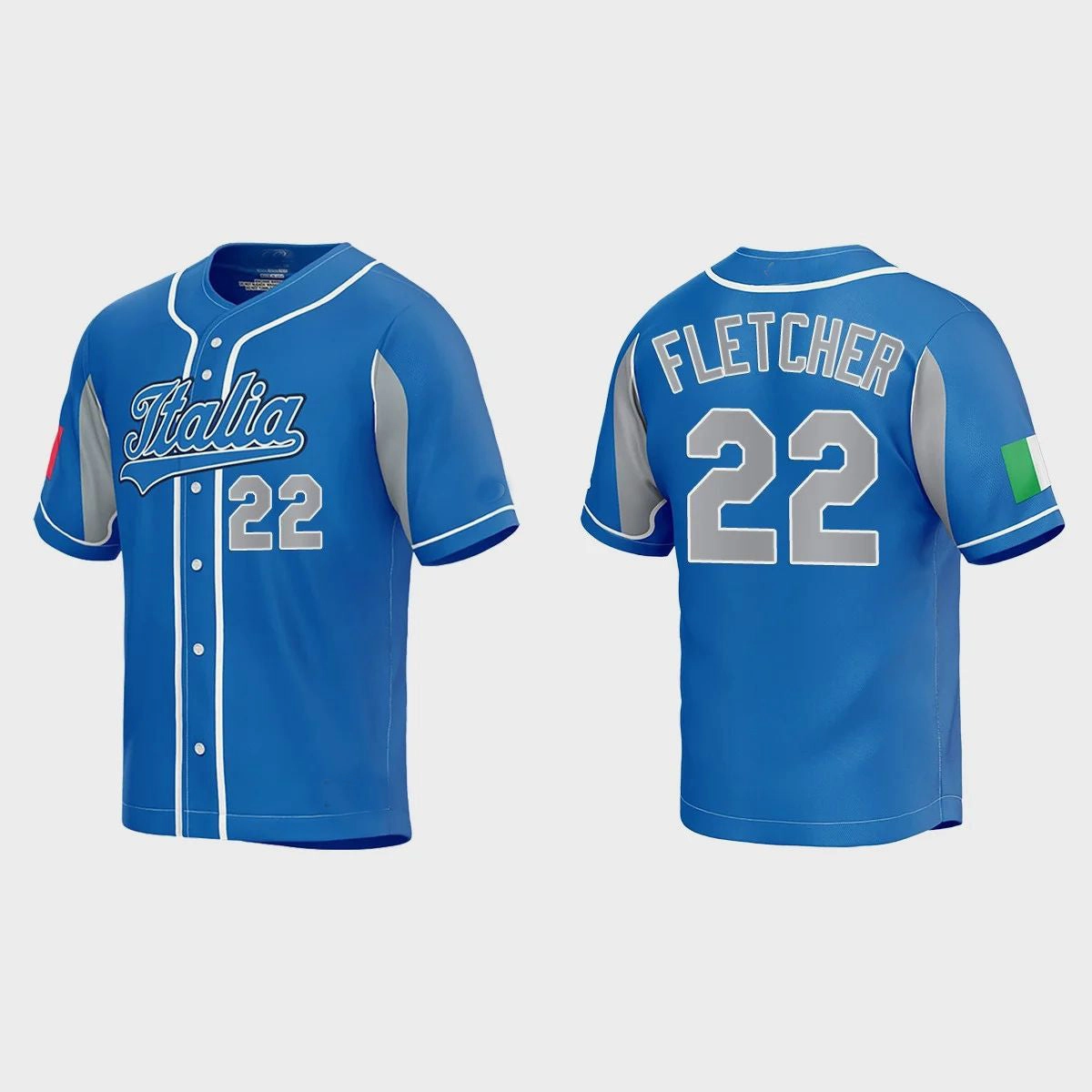 #22 DAVID FLETCHER ITALY BASEBALL 2023 WORLD BASEBALL CLASSIC JERSEY ???C ROYAL Stitches Baseball Jerseys
