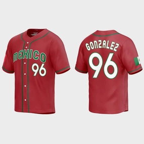 #96 FELIPE GONZALEZ MEXICO BASEBALL 2023 WORLD BASEBALL CLASSIC REPLICA JERSEY ???C RED Stitches Baseball Jerseys