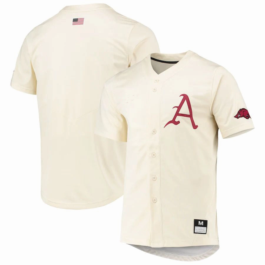 A.Razorbacks Replica Baseball Jersey  Natural Stitched American College Jerseys