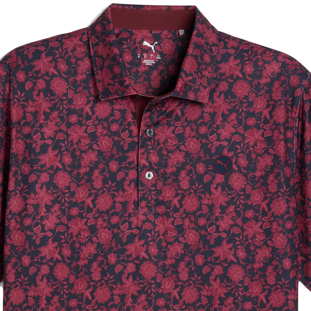 Puma Cloudspun Carmela Floral Polo Shirt - Deep Navy/Ruby Shimmer Style Meets Power