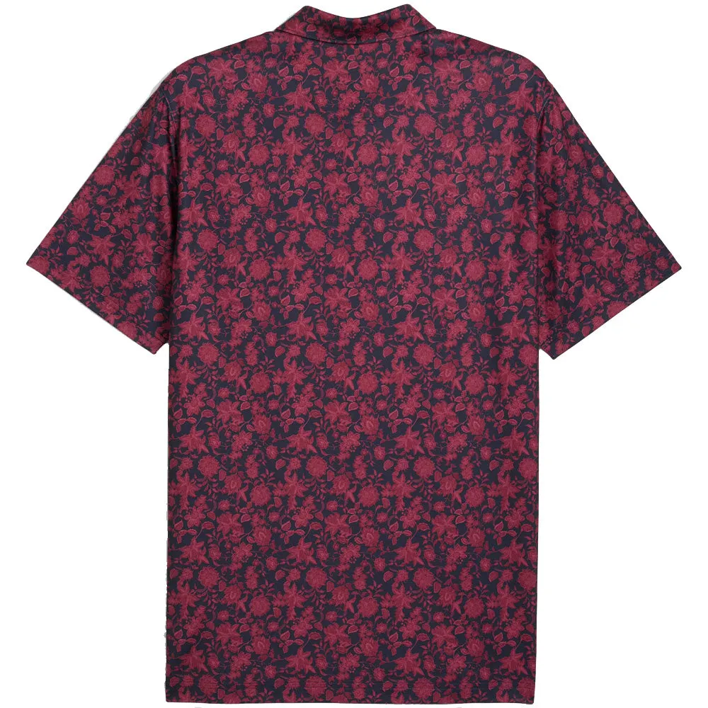 Puma Cloudspun Carmela Floral Polo Shirt - Deep Navy/Ruby Shimmer Special Offer Designed to Dominate