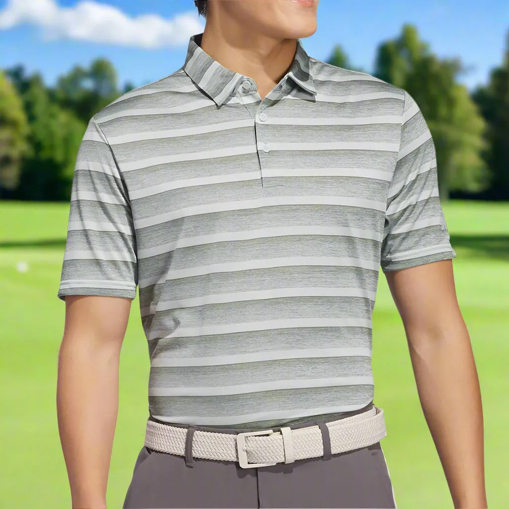 Adidas 2 Colour Stripe Polo Shirt - Silver Green/Wonder Silver Black Friday Deal Economical