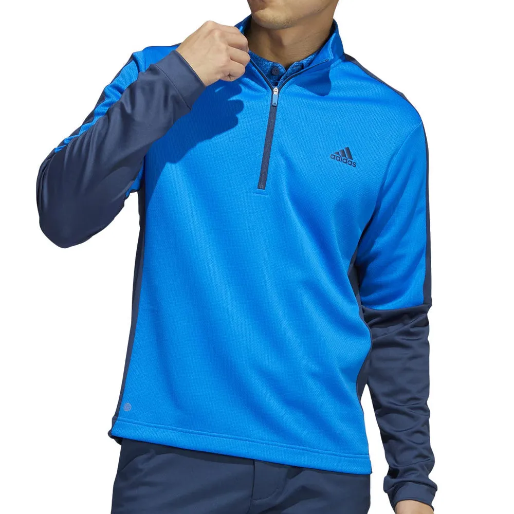 Adidas Colour Block 1/4 Zip Pullover - Blue Rush/Crew Navy Designed to Dominate Chase What Moves You