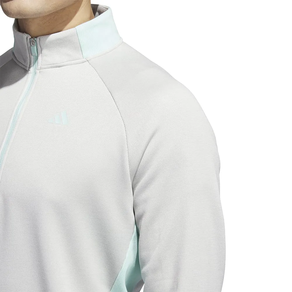 Adidas Dwr 1/4 Zip Pullover - Grey One/White/Semi Flash Aqua Own the Moment Walk Loud