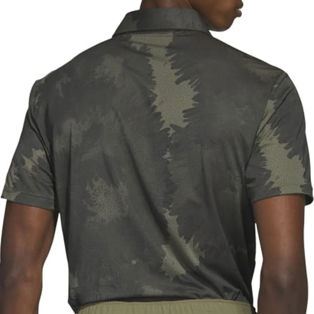 Push Beyond Limits Adidas Flower Mesh Polo Shirt - Olive Strata/Black
