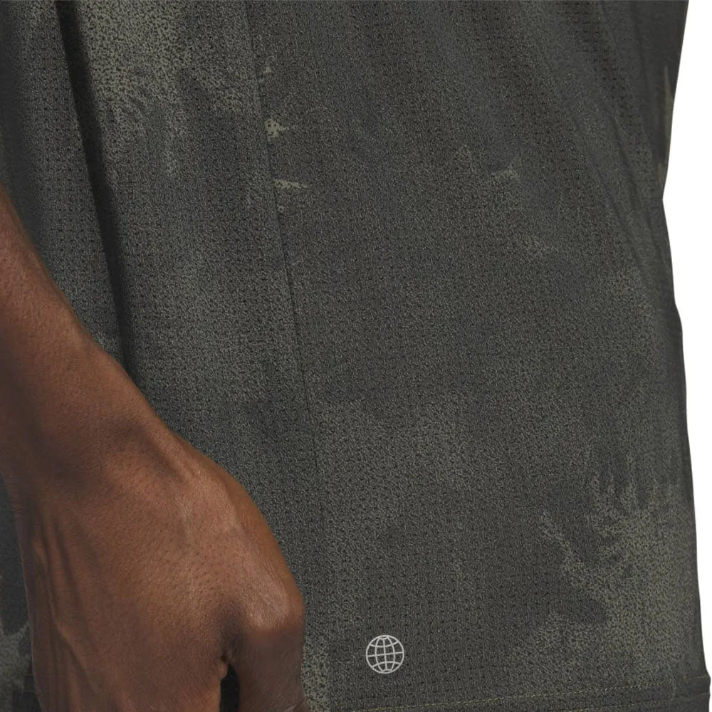 Never Just Walk Adidas Flower Mesh Polo Shirt - Olive Strata/Black
