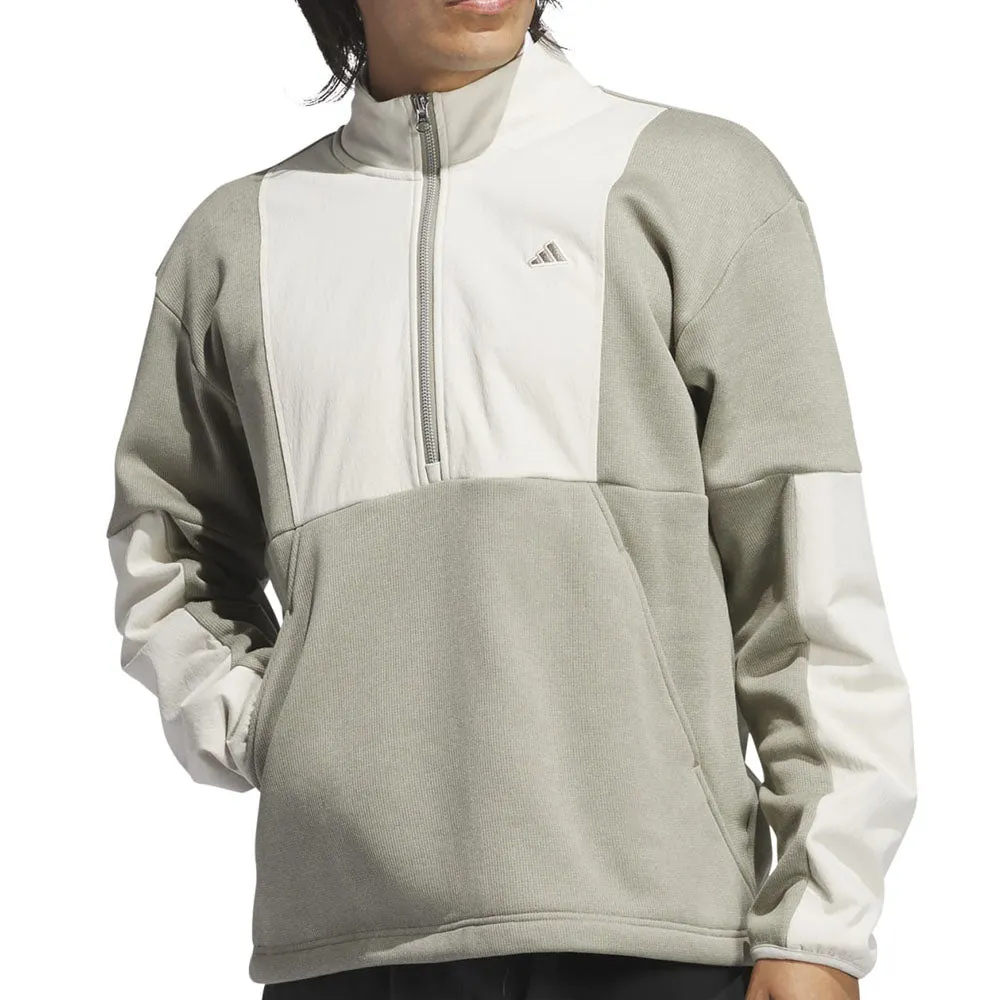 Walk Loud Adidas Go-To Dwr Hybrid 1/2 Zip Pullover - Silver Pebble/Alumina