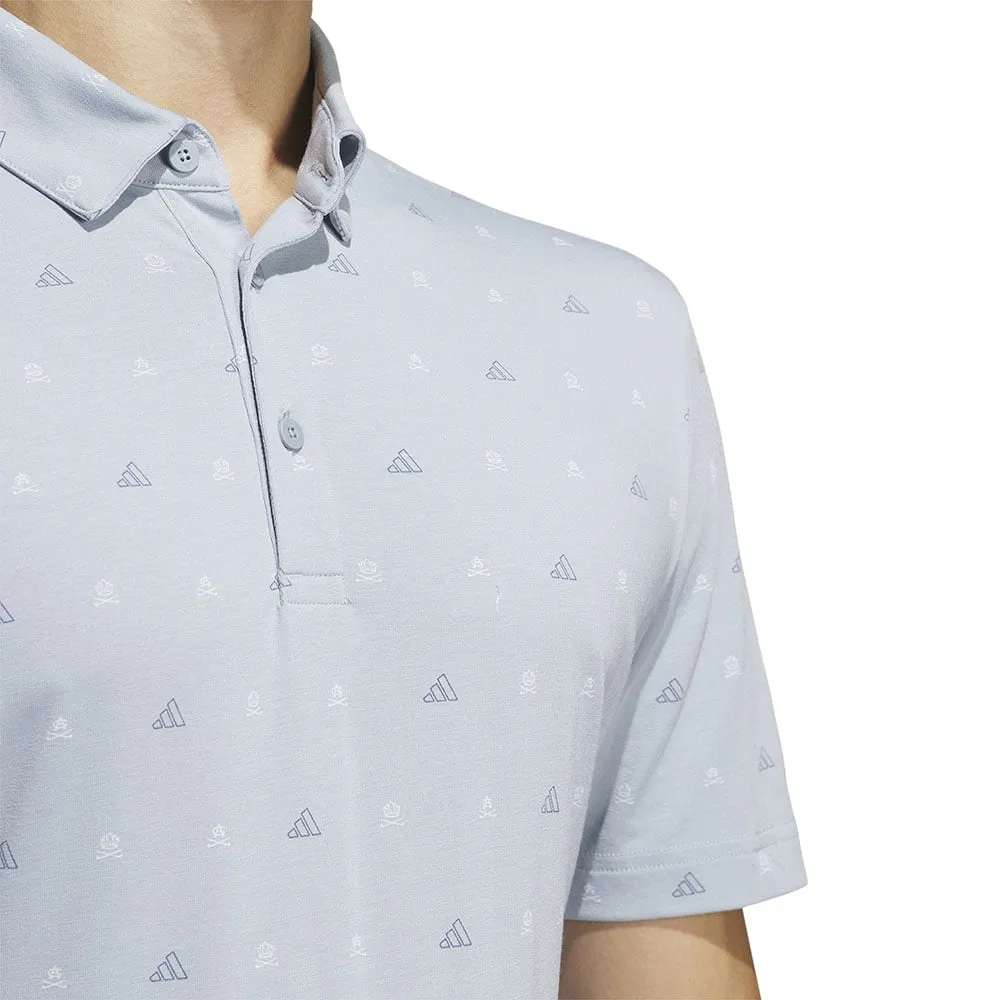 Adidas Go-To Print 2 Polo Shirt - Light Grey Independence Day Sale Limited Time Offer
