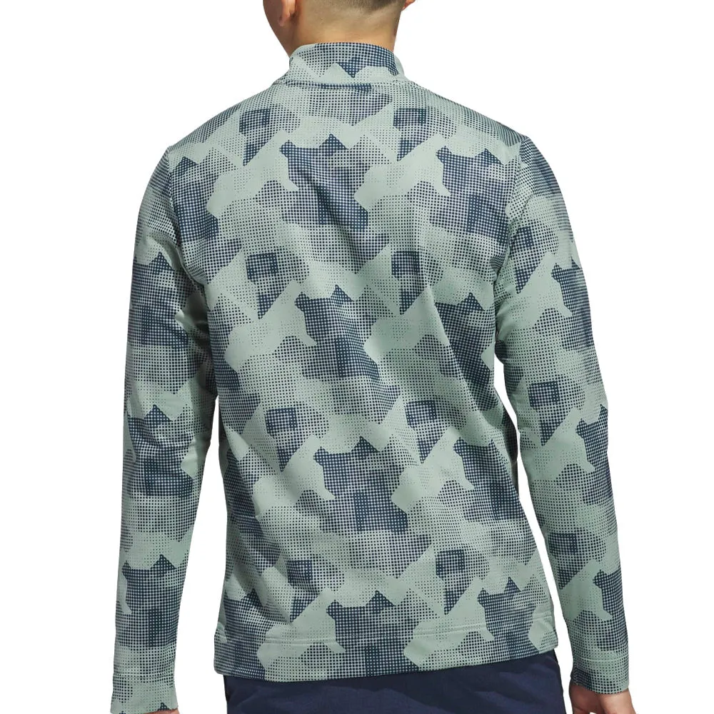Adidas Go-To Printed 1/4 Zip Pullover - Silver Green Built to Perform