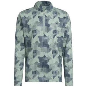 Step Out Boldly Adidas Go-To Printed 1/4 Zip Pullover - Silver Green
