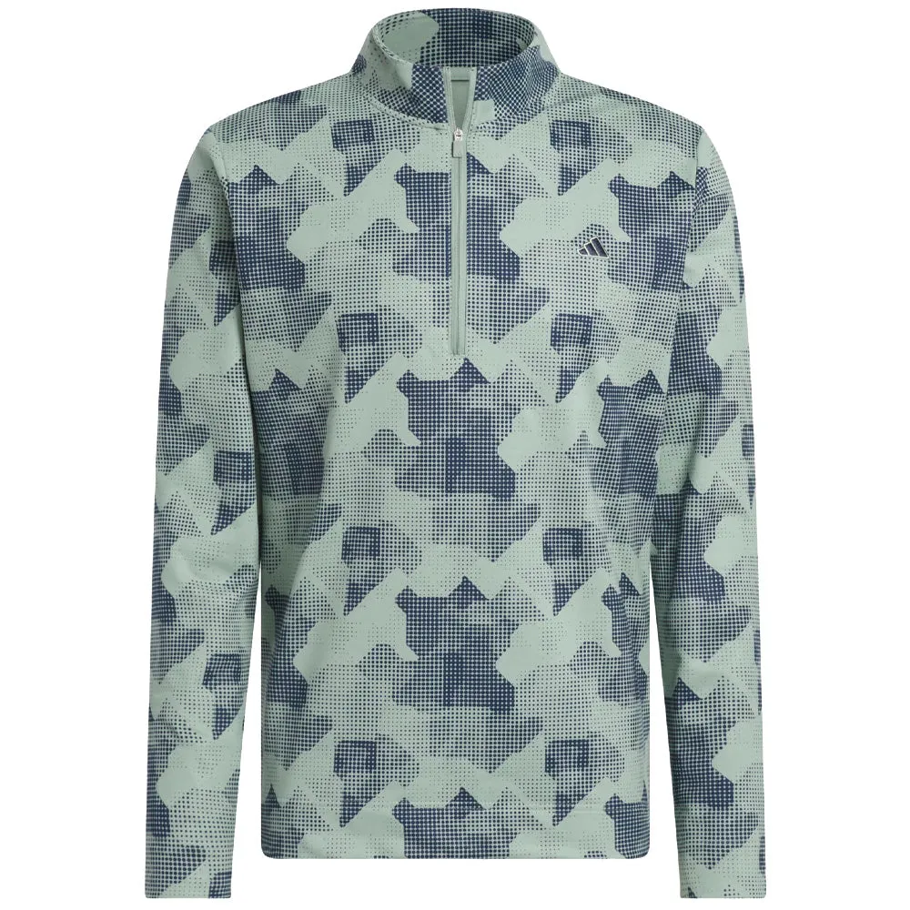 Step Out Boldly Adidas Go-To Printed 1/4 Zip Pullover - Silver Green