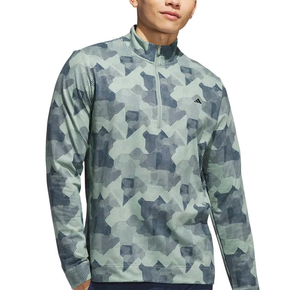 Adidas Go-To Printed 1/4 Zip Pullover - Silver Green Walk Tall