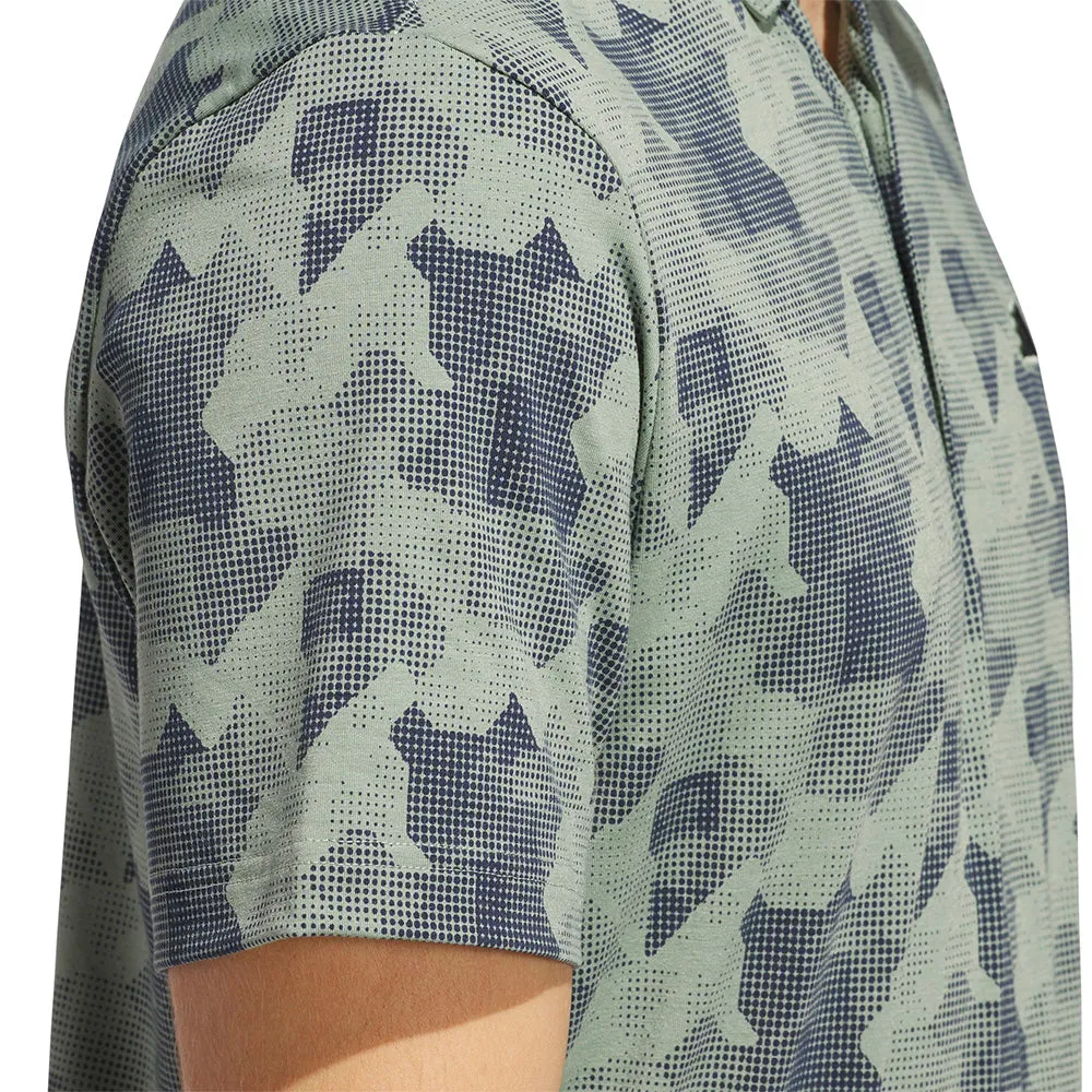 Power Every Step Adidas Go-To Printed Polo Shirt - Silver Green/Collegiate Navy