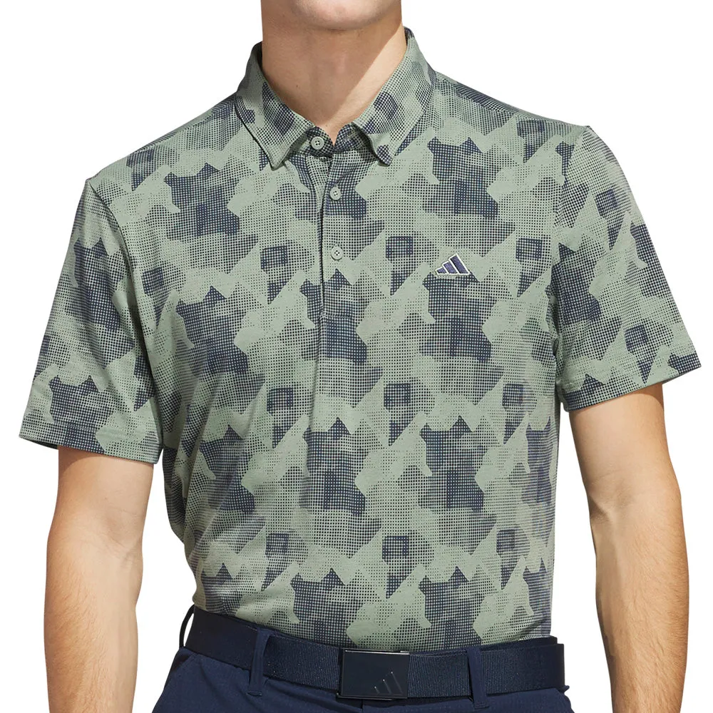 Adidas Go-To Printed Polo Shirt - Silver Green/Collegiate Navy Steal Halloween Sale