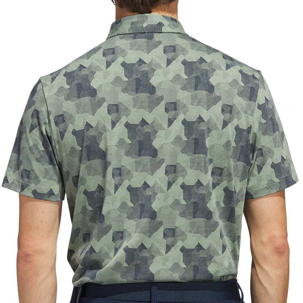 Adidas Go-To Printed Polo Shirt - Silver Green/Collegiate Navy Stay in Motion Own Every Step