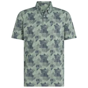 Never Just Walk Adidas Go-To Printed Polo Shirt - Silver Green/Collegiate Navy