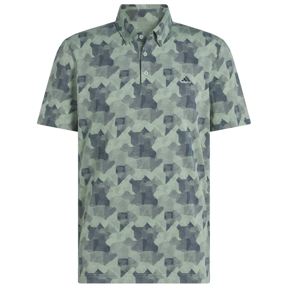 Never Just Walk Adidas Go-To Printed Polo Shirt - Silver Green/Collegiate Navy