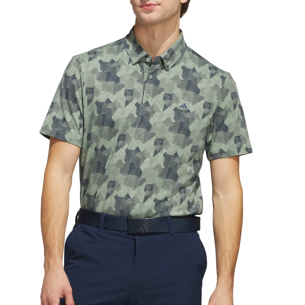Adidas Go-To Printed Polo Shirt - Silver Green/Collegiate Navy Stride with Confidence Walk with Purpose