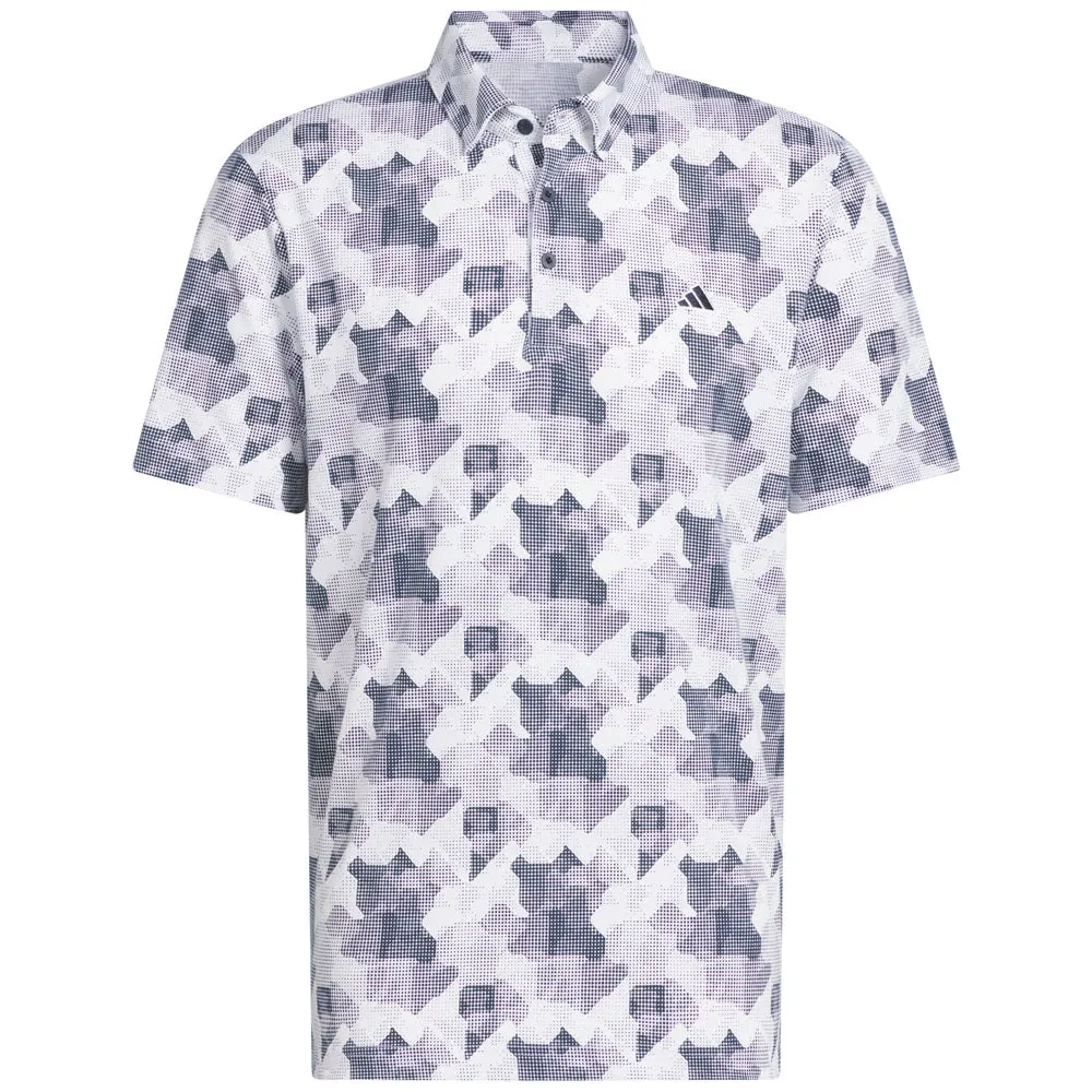 Economical Adidas Go-To Printed Polo Shirt - White/Collegiate Navy