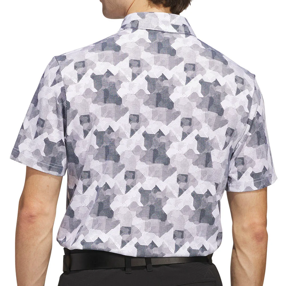Adidas Go-To Printed Polo Shirt - White/Collegiate Navy Built to Move You Lead with Style