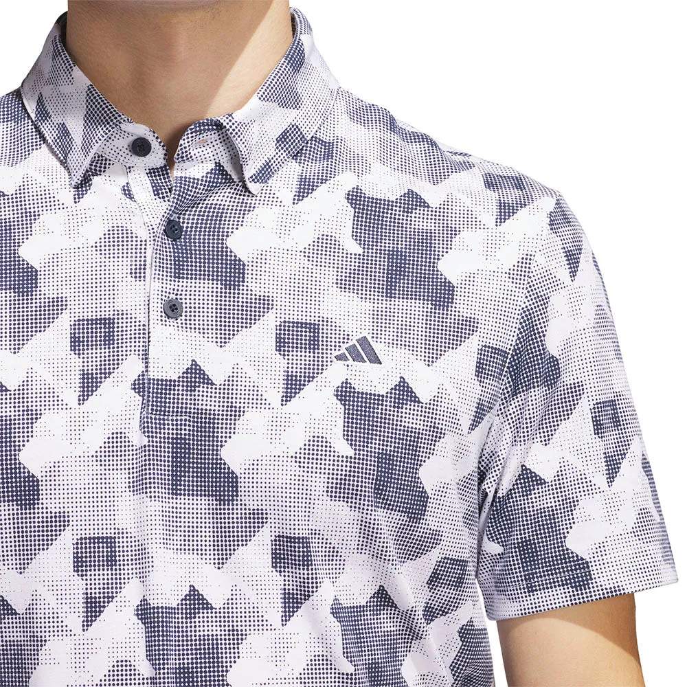 Clearance Sale Adidas Go-To Printed Polo Shirt - White/Collegiate Navy