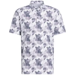 Economical Adidas Go-To Printed Polo Shirt - White/Collegiate Navy
