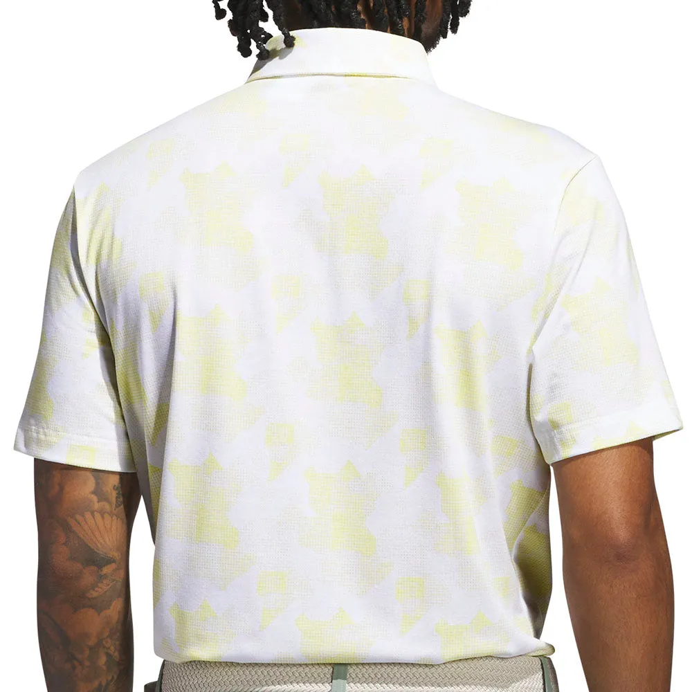 Adidas Go-To Printed Polo Shirt - White/Powder Yellow Fuel Your Fire