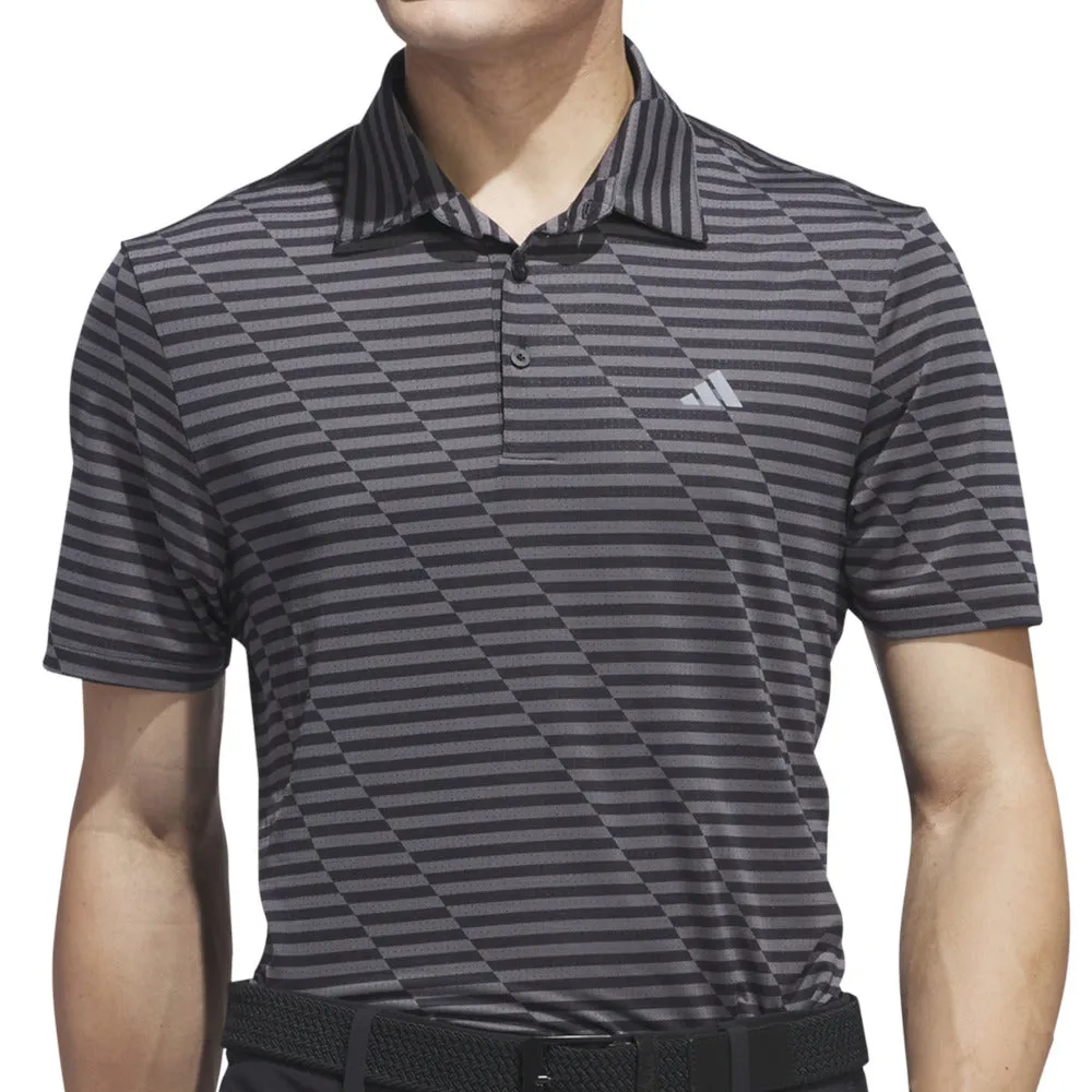 Own Every Step No Limits, Just Style Adidas Mesh Print Polo Shirt - Black/Grey Five