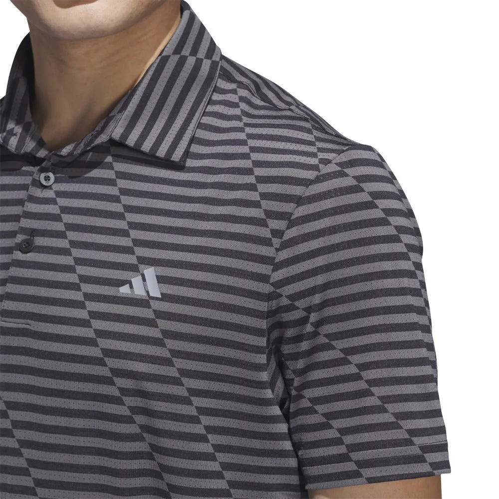 Adidas Mesh Print Polo Shirt - Black/Grey Five Built to Move You