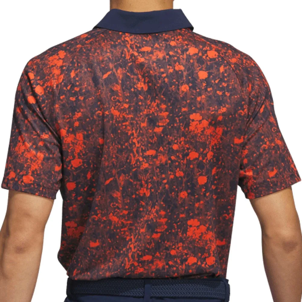 Adidas Mesh Print Polo Shirt - Collegiate Navy/Preloved Red Break Boundaries