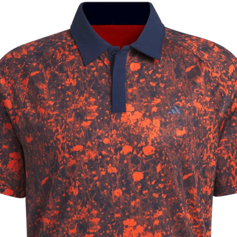 Adidas Mesh Print Polo Shirt - Collegiate Navy/Preloved Red Made to Move