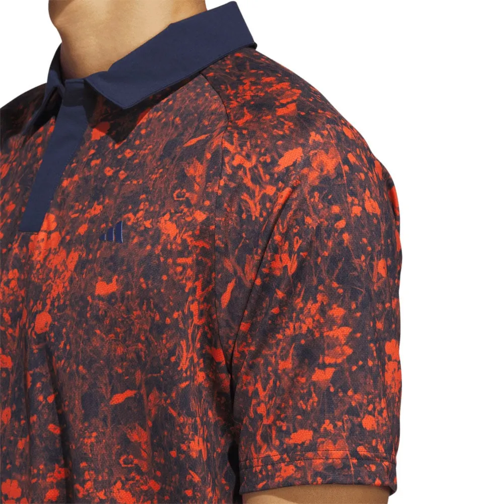 Adidas Mesh Print Polo Shirt - Collegiate Navy/Preloved Red Gear Up and Go