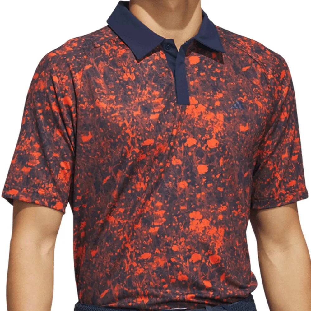 Stay in Motion Stride with Confidence Adidas Mesh Print Polo Shirt - Collegiate Navy/Preloved Red