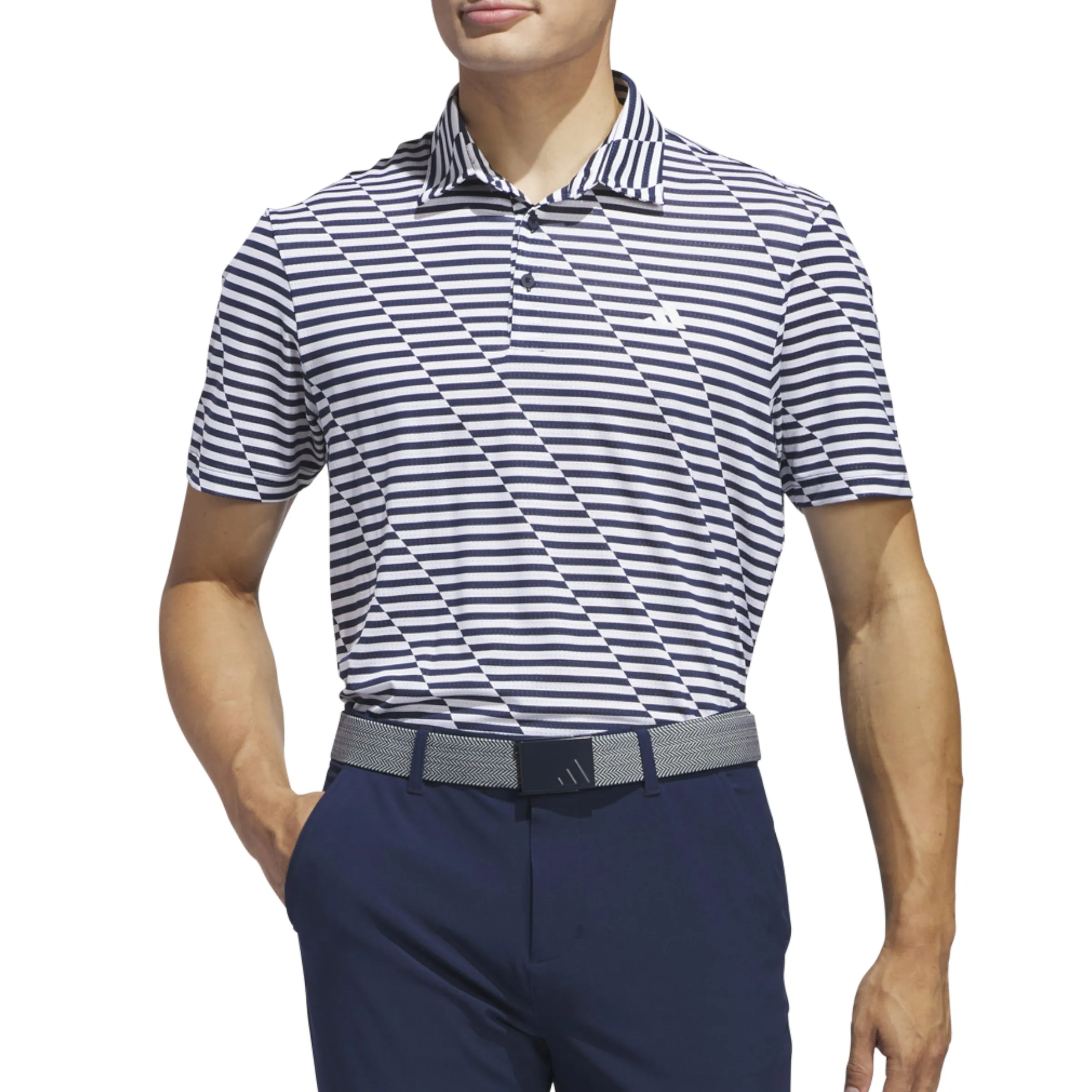 Own Every Step Biggest Sale of the Year Adidas Mesh Print Polo Shirt - Collegiate Navy/White
