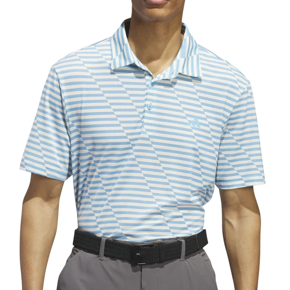 Adidas Mesh Print Polo Shirt - Semi Blue Burst/Ivory Made to Move Own the Streets