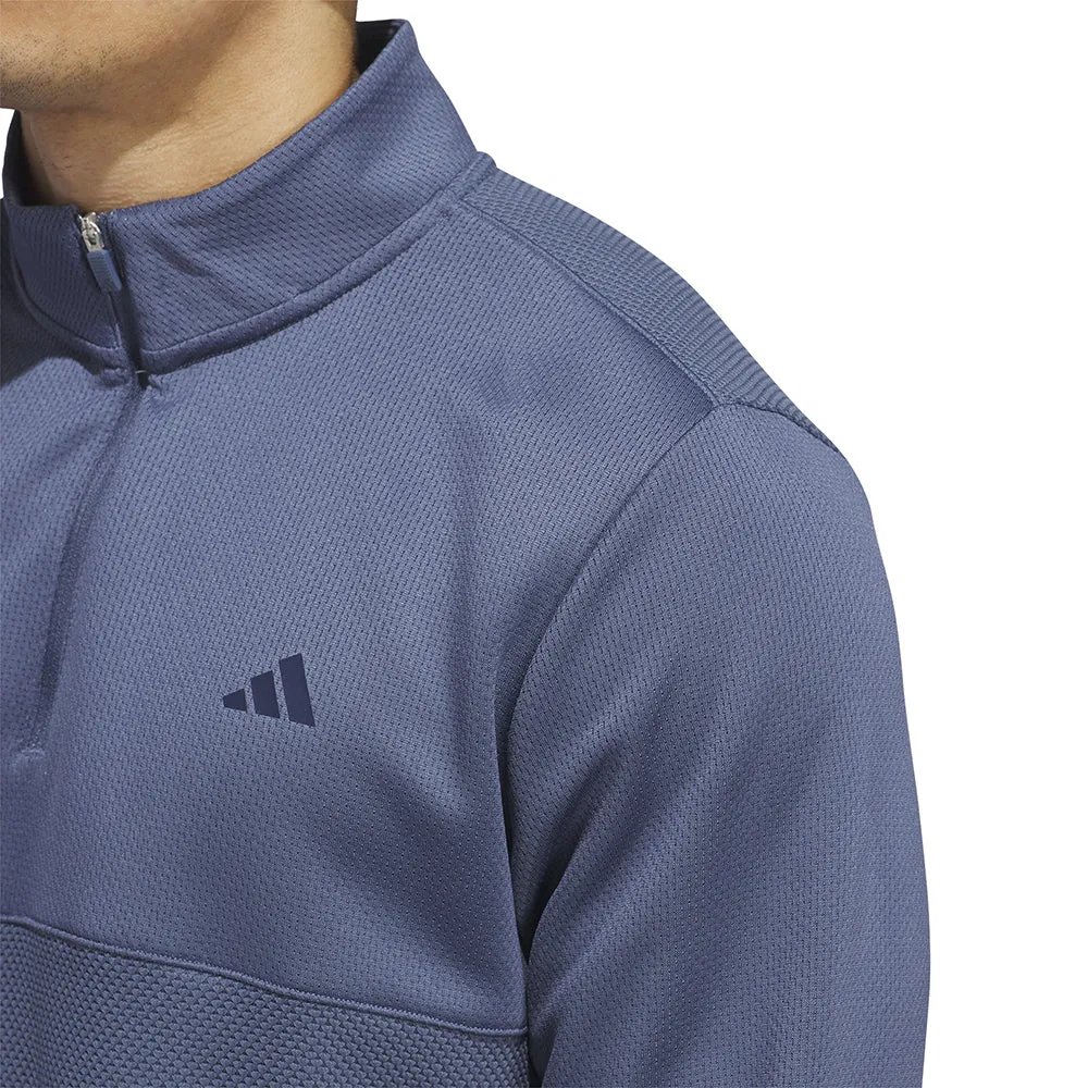 Adidas Textured 1/4 Zip Pullover - Preloved Ink Chase What Moves You Engineered for Speed