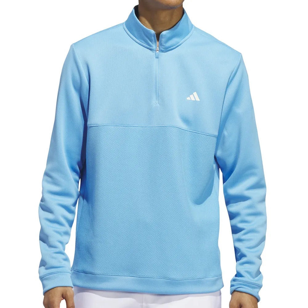 Adidas Textured 1/4 Zip Pullover - Semi Blue Burst All Eyes on You Exclusive Deal