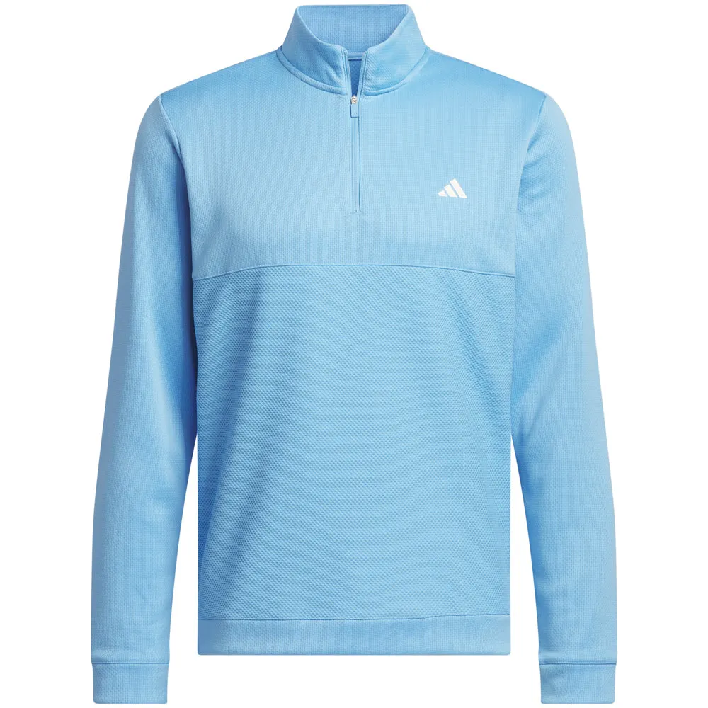 Thanksgiving Day Sale Adidas Textured 1/4 Zip Pullover - Semi Blue Burst
