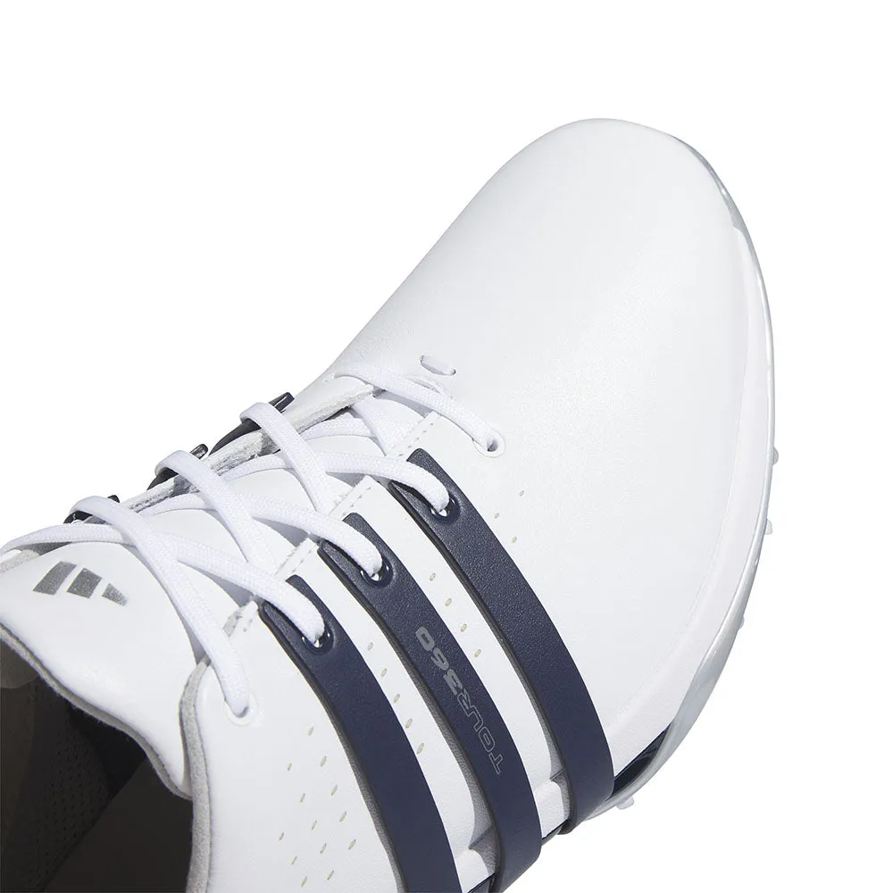 Adidas Tour360 24 Spiked Waterproof Shoes - Ftwr White/Collegiate Navy/Silver Met. Push Beyond Limits Break Boundaries
