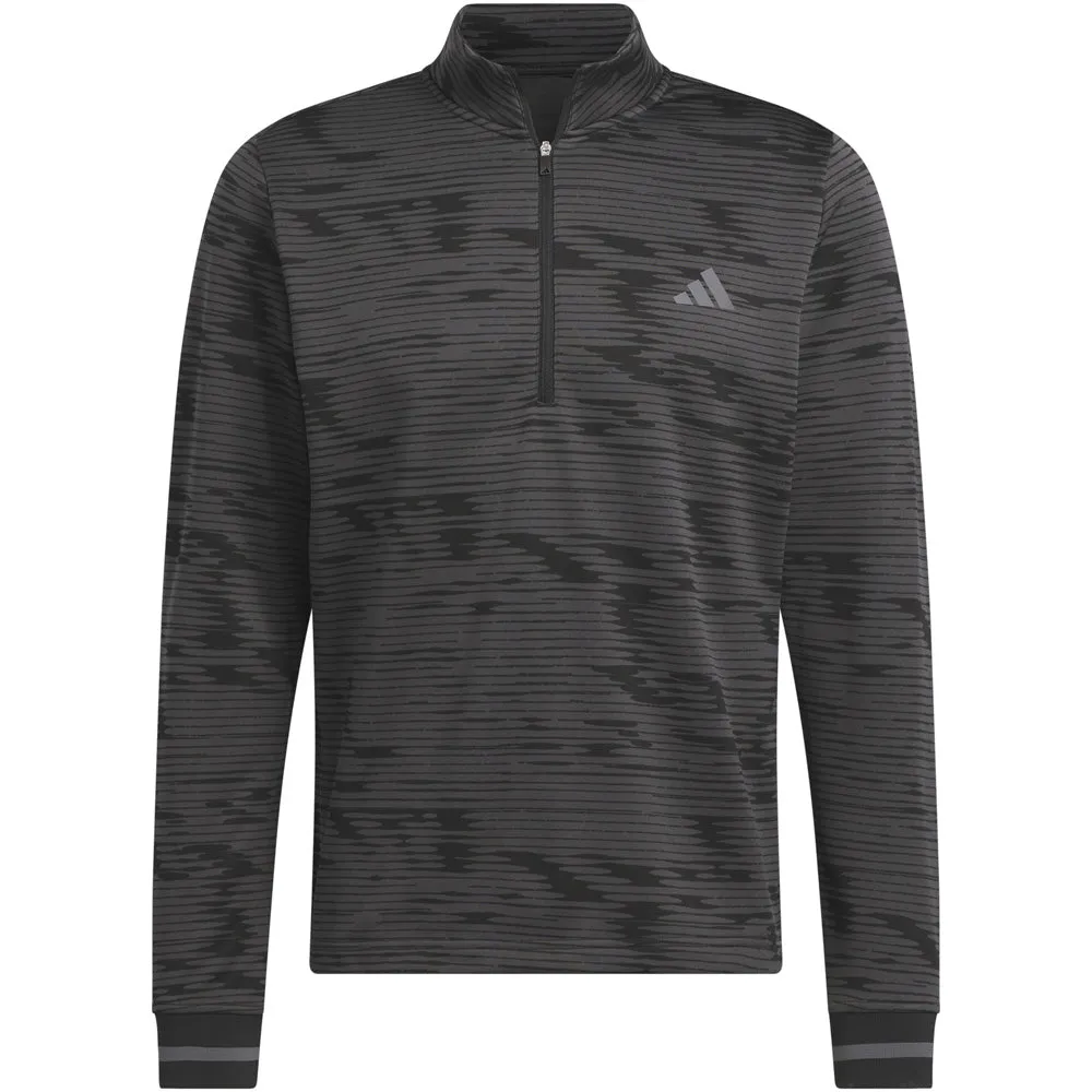 Adidas Ultimate365 Linear Stripe 1/4 Zip Pullover - Carbon/Black Engineered for Speed Fuel Your Fire