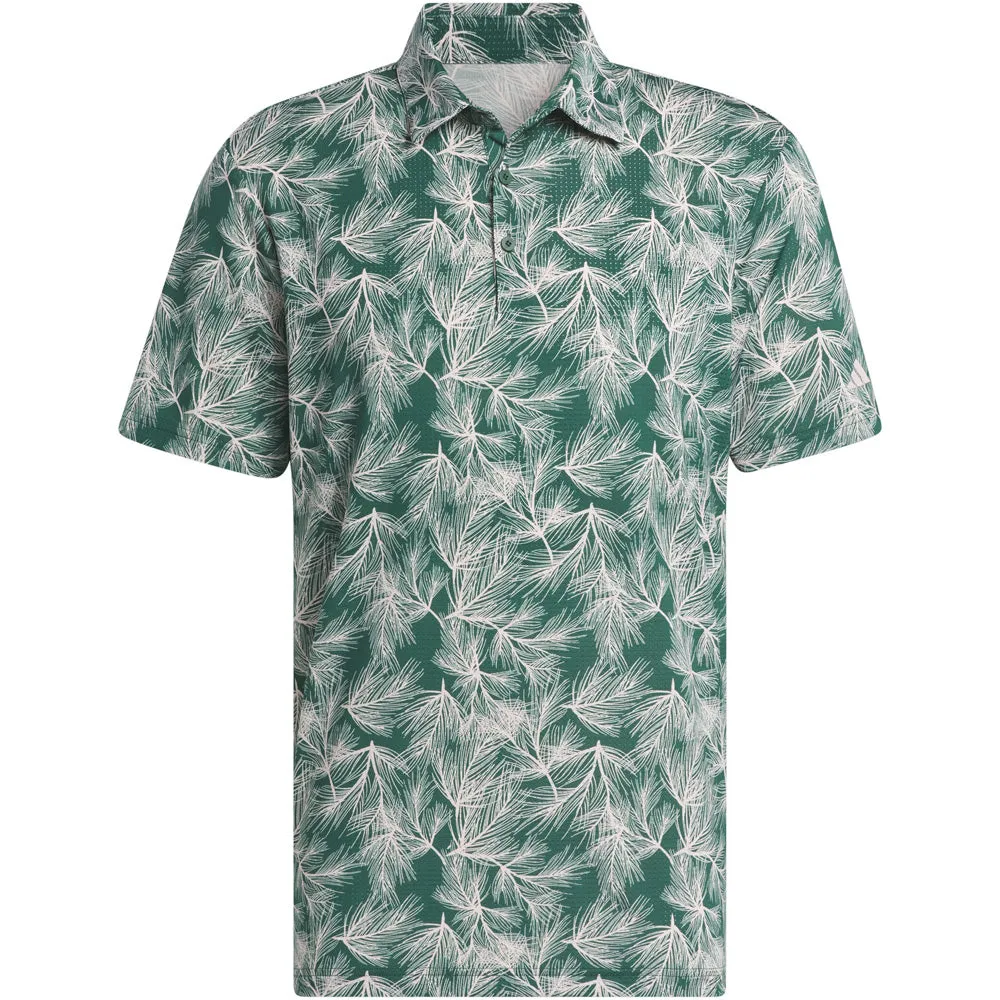 Adidas Ultimate365 Mesh Print Polo Shirt - Collegiate Green/Sandy Pink Thanksgiving Day Sale Push Beyond Limits