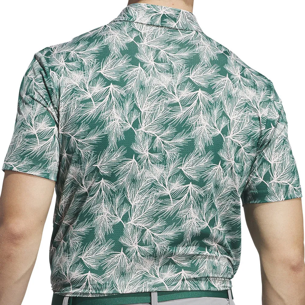 Dare to Lead Step Into Strength Adidas Ultimate365 Mesh Print Polo Shirt - Collegiate Green/Sandy Pink