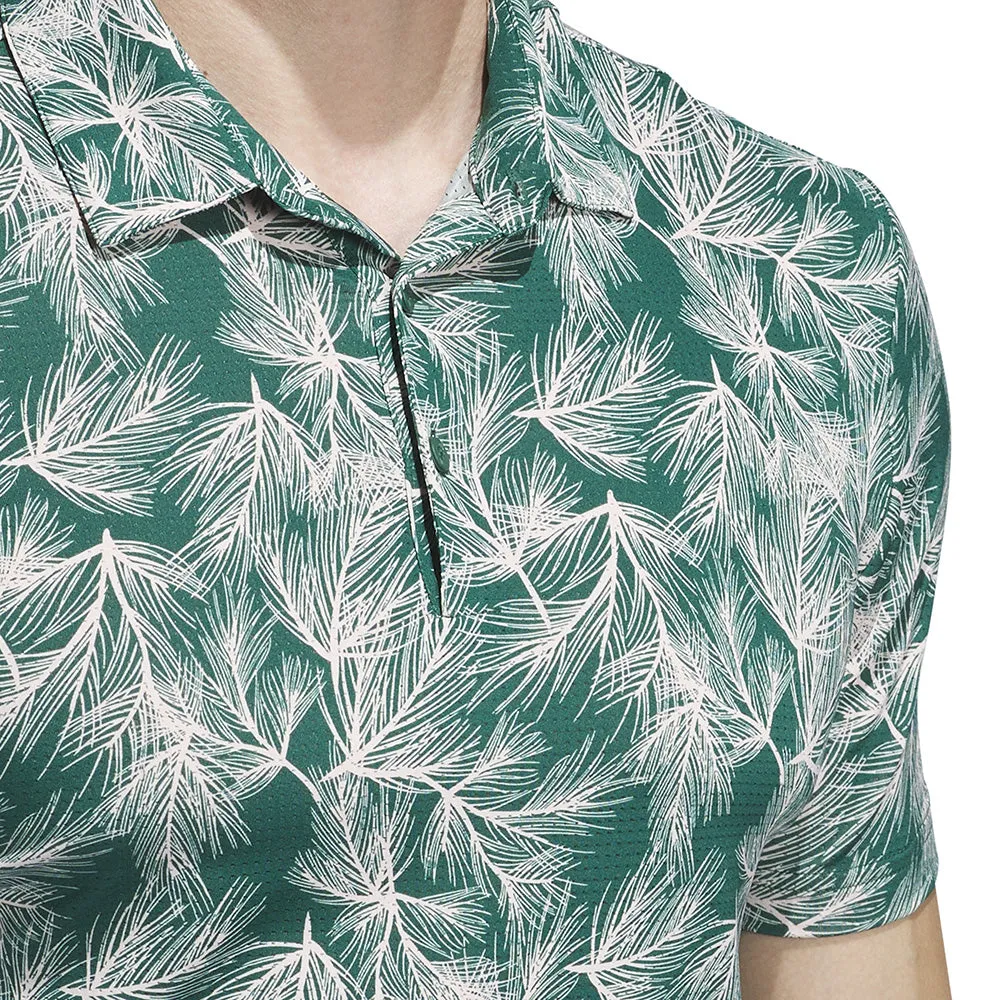 Adidas Ultimate365 Mesh Print Polo Shirt - Collegiate Green/Sandy Pink Footwear for the Fearless