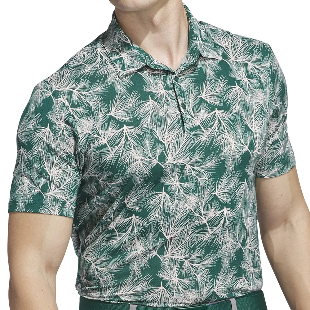 Confidence Starts Here Fearlessly You Adidas Ultimate365 Mesh Print Polo Shirt - Collegiate Green/Sandy Pink