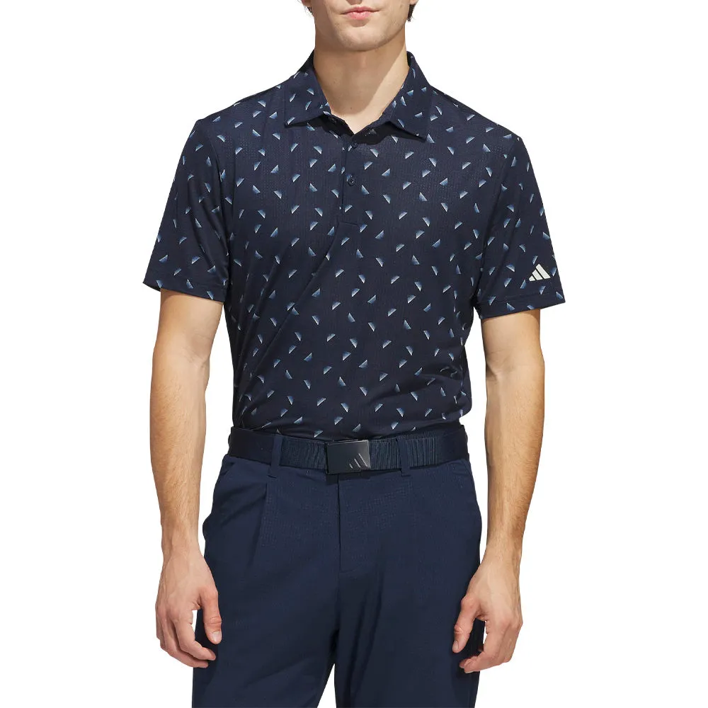 Performance Unleashed Adidas Ultimate365 Printed Mesh Polo Shirt - Collegiate Navy/Wonder Silver
