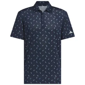 Special Offer Biggest Sale of the Year Adidas Ultimate365 Printed Mesh Polo Shirt - Collegiate Navy/Wonder Silver